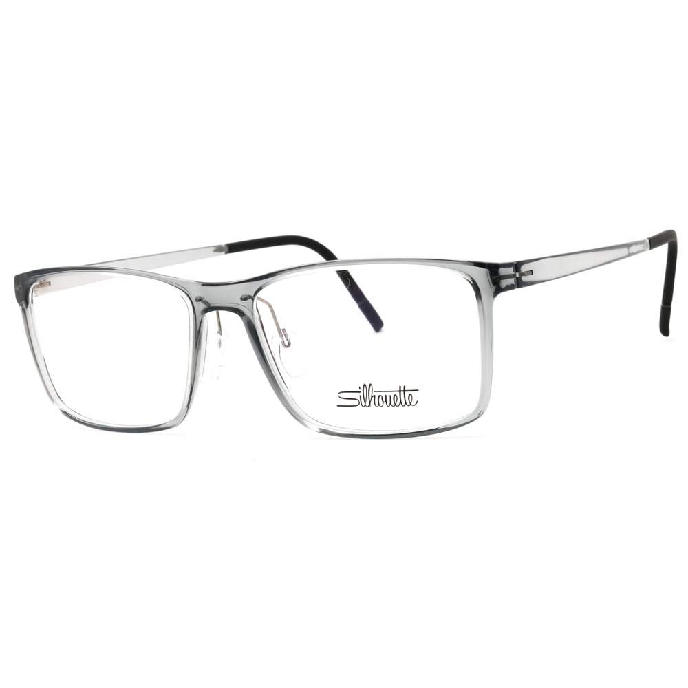 NWT Silhouette Vivid Sky 2956/75 Grey Transparent Rectangle 55mm Eyeglasses